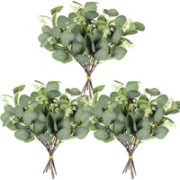 KüNstliche Eukalyptus Deko - 12 StüCk Simulation GrüNer Eukalyptus Zweige - I...
