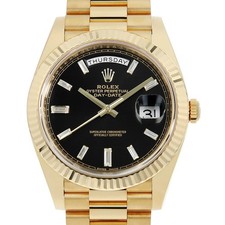 ROLEX Day Date 40 10P Baguette Diamond 228238A black Random Number second ha...