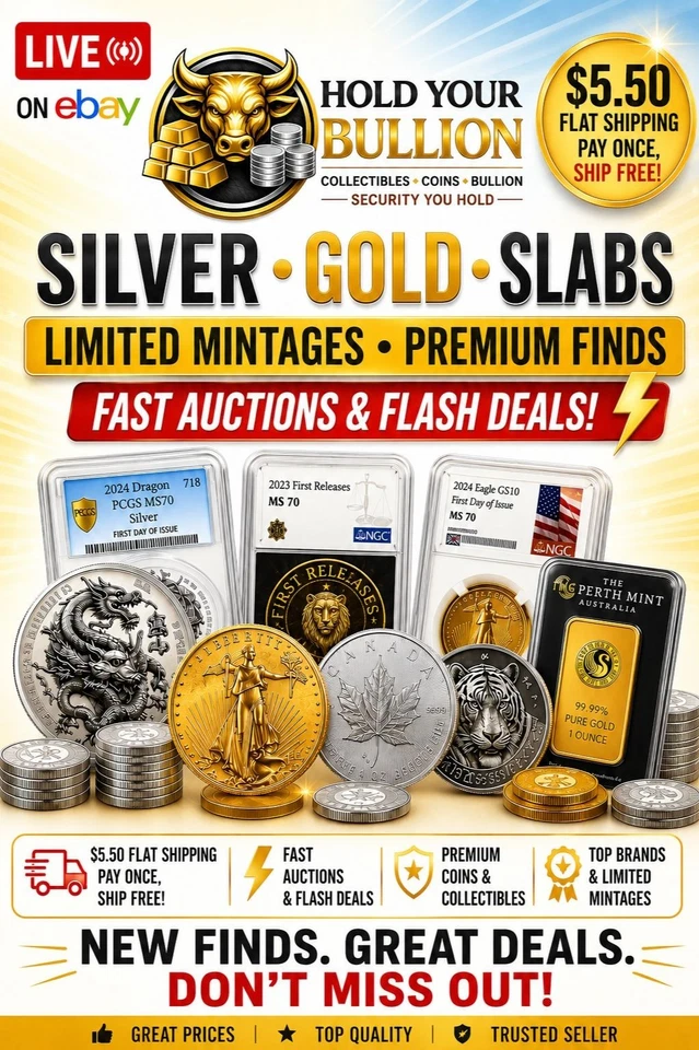 Low Starts & Fast Auction | Fractional Silver, Platinum, Gold, Slabs & More