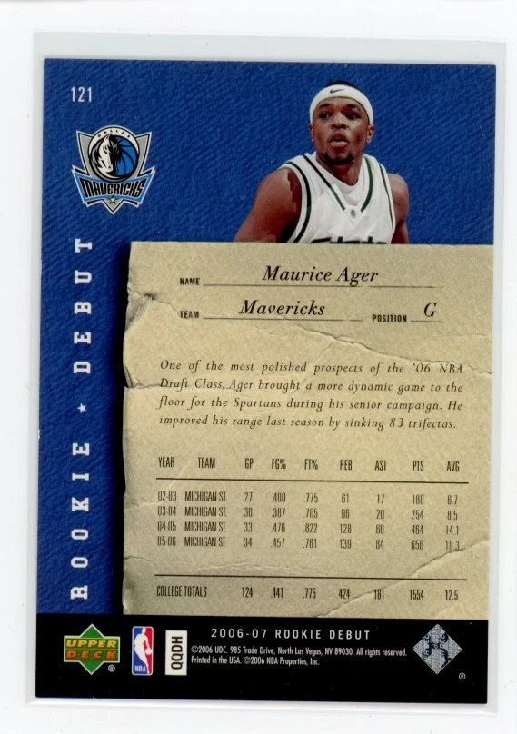 2006-07 Upper Deck Rookie Debut #121 Maurice Ager Silver Spectrum #/150 - Image 2 of 2