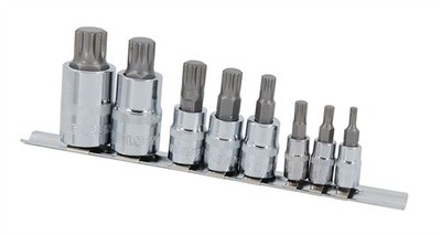 1/4 & 3/8 Drive Spline Bit Socket Set On Rail - M4 M5 M6 M8 M10 M12 M14 & M16