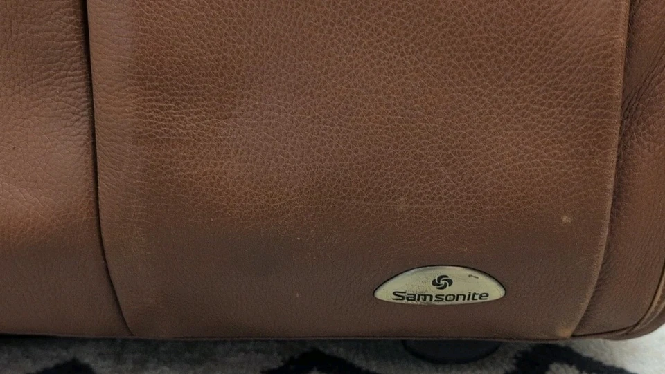 Samsonite Cuero de Vaca Negocios Estuche con Ruedas Laptop Bolso de Cuero Rodillo Excelente Foto 2 de 4