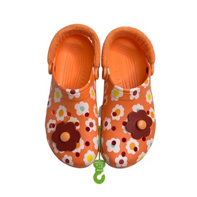 Crocs Zen Garden Sensory Classic Terry Cloth Clogs Orange M 12 W 14 NWT