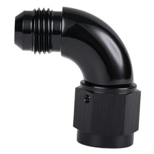 90 Degree Male to Female Swivel Full Flow Fitting Adapter 6AN Black - 90 Degree