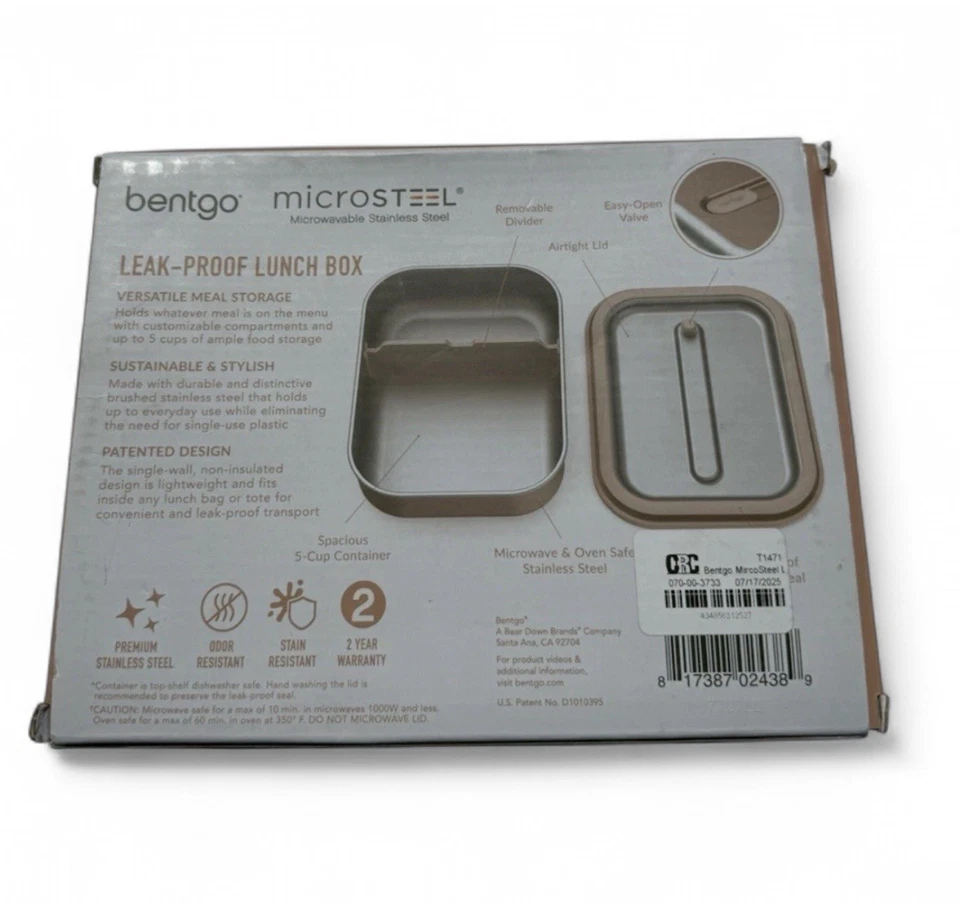 Bentgo MicroSteel герметичный ланч-бокс микроволновая печь посудомоечная машина морозильник безопасный новый - Изображение 3 из 4