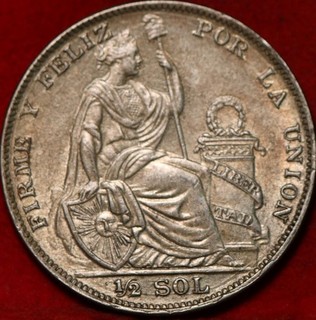 1935 Peru 1/2 Sol Silver Foreign Coin