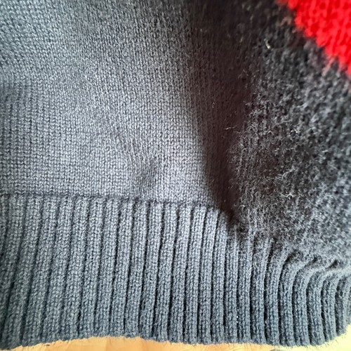 Hartstrings Girls Knit Dress Size 10/12 Navy Blue Red Hearts Puff Sleeve - Picture 6 of 8