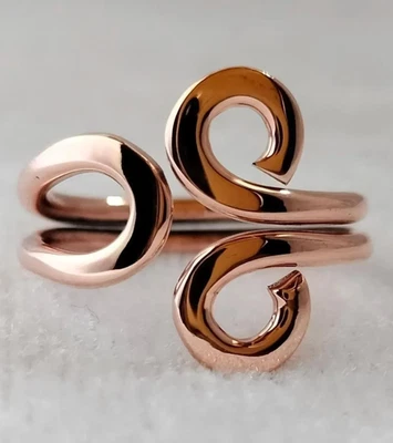 Bague en spirale en cuivre pur fait main - anneau enveloppant réglable - guér... - Photo 1/4