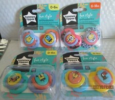 Tommee Tippee Fun Style Orthodontic Pacifiers Clear Storage Case Colorful Assort