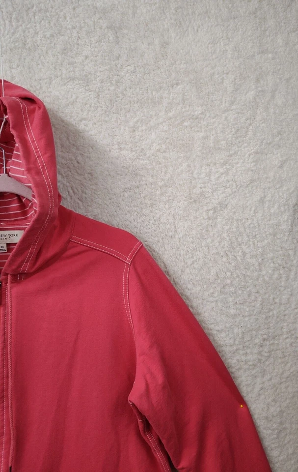 Jones New York Women Sweatshirt 2X Pink Cotton Blend Full Zip Hooded Regular Fit - Image 3 of 4
