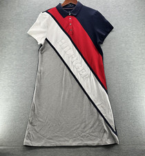 TOMMY HILFIGER - Women's Polo Shirt Dress Cotton Colorblock Size M A49 