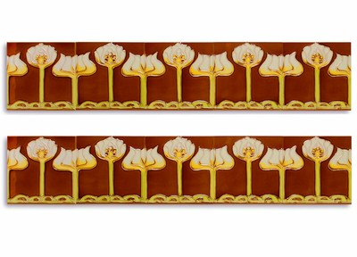 JUGENDSTIL BAUKERAMIK WANDFLIESEN (10-er SET) KACHELN, FLIESENFRIES
