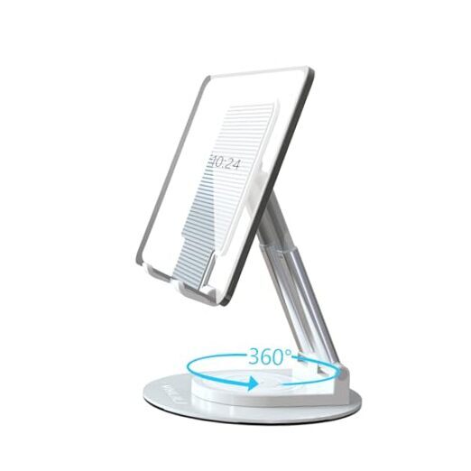 Tablet Stand for Desk 360° Rotating Tablet Holder with Heavy Metal A-White