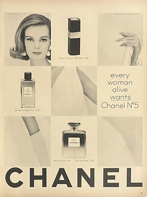 1962 Vtg Print Ad Chanel No. 5 Perfume Cologne Christmas Gift Woman Holidays MCM