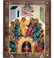 Wood Icon Pentecost Descent of The Holy Spirit Сошествие Святого Духа 6.8 x 8.2"