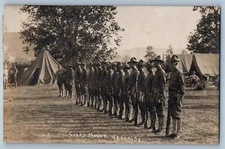 Spring Valley MN Postcard RPPC Photo Military Camp Guard Mount Cavalry 1910