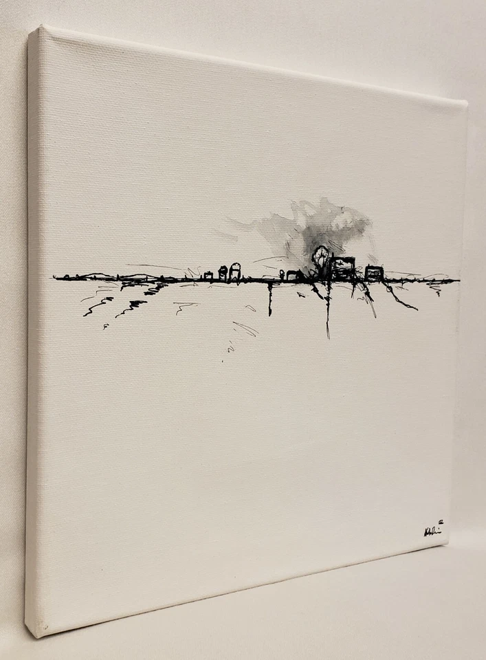 Dibujo a tinta urbana minimalista moderno abstracto original de K.A.Davis Foto 2 de 4