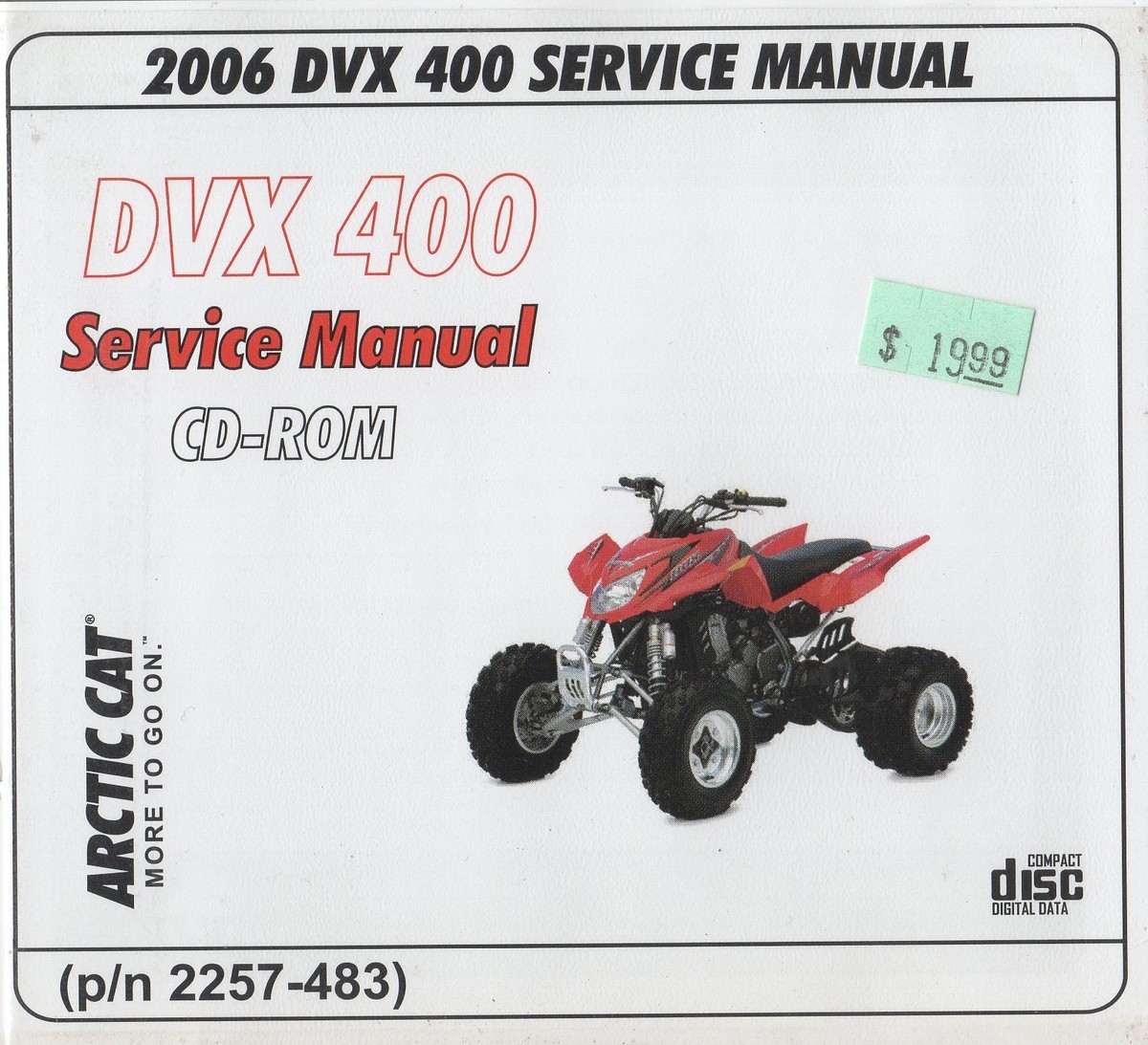 2006 ARCTIC CAT ATV DVX 400 SERVICE MANUAL on CD P/N 2257-483 (077