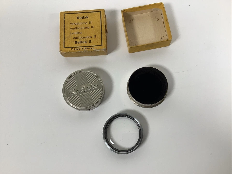 VINTAGE KODAK RETINA II AUXILIARY LENS III WITH METAL CASE MADE IN GERMANY - Image 2 of 4