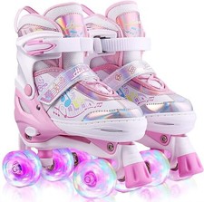 Kinder Rollschuhe Verstellbar LED Rollschuhe für Mädchen Rollerskates Gr. 27-38