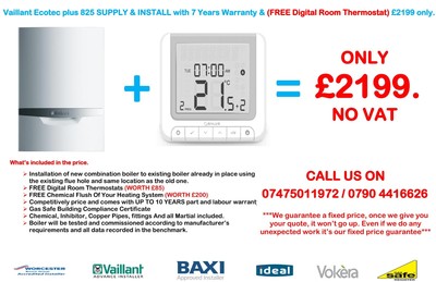 Vaillant EcoTec Plus 825, 832 BOILER INSTALLATION Supply u0026amp; Fit u0026amp;  FREE Room Stat. | eBay
