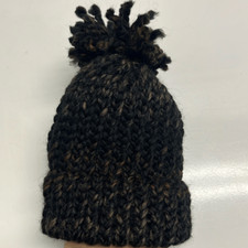 Hand Crafted Wool  Acrylic Knitted Black  Brown Marbled Winter Hat- Infant/XSm