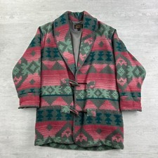 Vintage Woolrich Womens Wool Western Aztec Long Duster Coat Jacket Size Medium