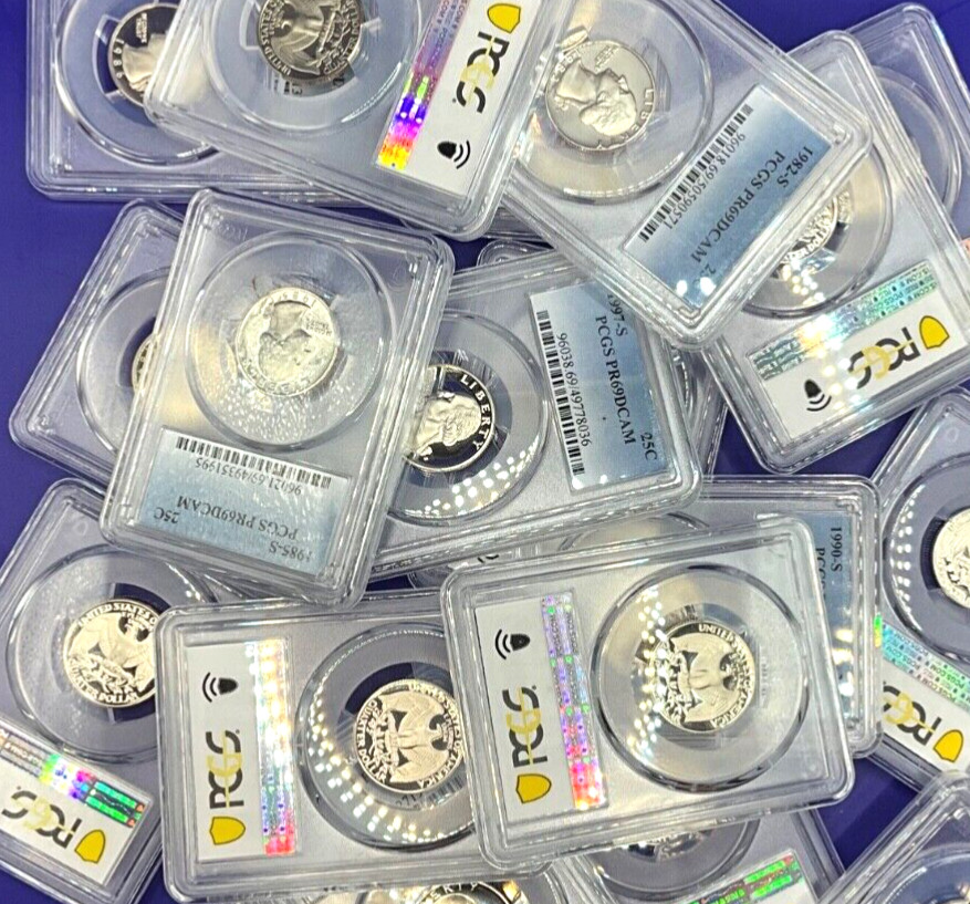 {5} - Graded Washington Quarters 🔥 PCGS PR69DCAM💰1965-2025 SF MINT Coins  ✅
