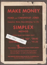 1930-1931 Lot of 2 SIMPLEX PISTON RING Magazine ADS ~ FORD & CHEVROLET Method
