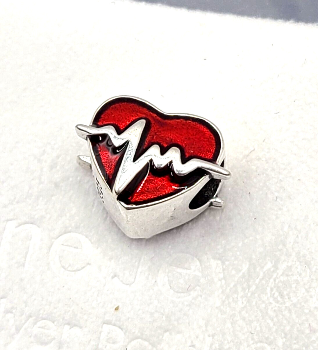 925 Solid Sterling Silver Red Heartbeat Electroca… - image 1