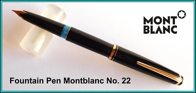 MONTBLANC No. 22 FOUNTAIN PEN Piston - 1960's - 14k Gold Medium