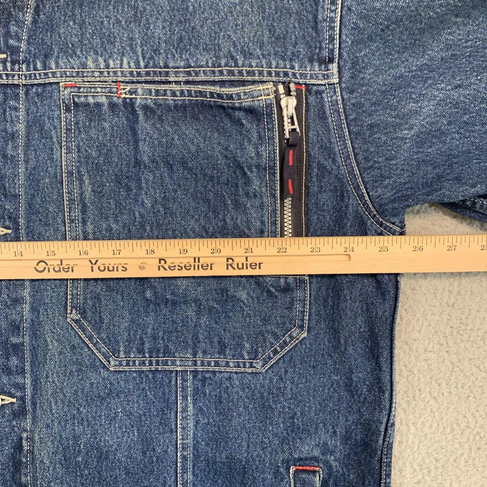 48 Jeans Vintage Men's XL Trucker Jean Jacket Denim Dark Wash Blue