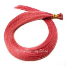 25 Hot Pink Pre Bonded Stick I Tip Micro Rings Beads Remy Human Hair Extensions