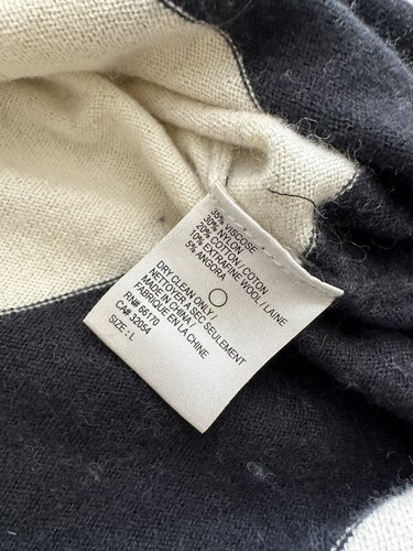 Anthropologie Isabella Sinclair L Score Board Striped Cardigan Blue Green Button - Picture 11 of 12