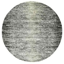 10' x 10' Black Striae Design Wool and Silk Hand Knotted Round Rug R75286