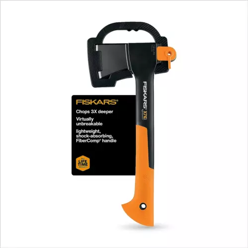  Campsite Firewood prep, Kindling Splitter (14") X7 Hatchet, Black/Orange