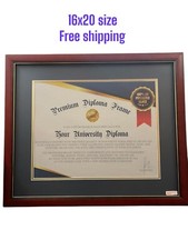 Memorablle Elegant Real Wood Diploma Frame 16x20 w/ Mat  UV Protection Glass