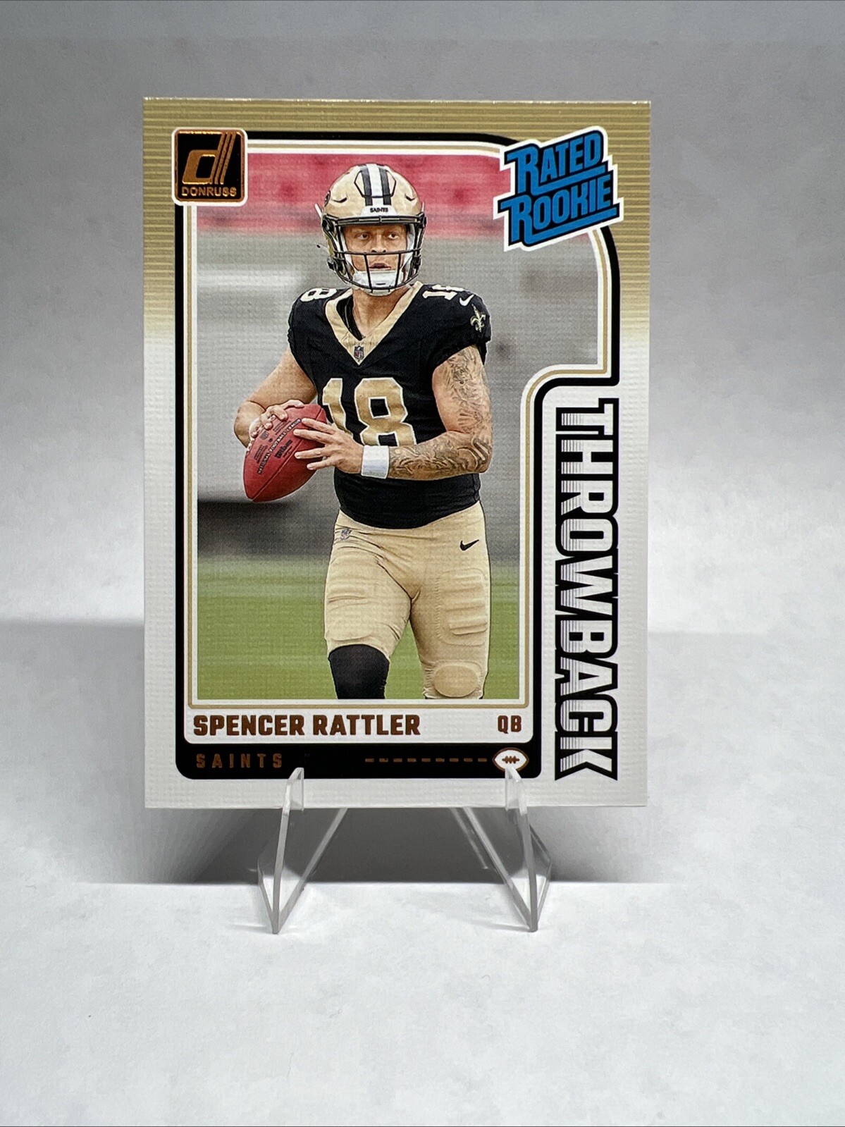 2024 Panini Donruss Rated Rookie Throwback #40 Spencer Rattler - Saints