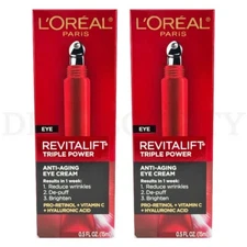 L'Oreal Eye Revitalift Triple Power Anti-Aging Cream 0.5oz Lot of 2