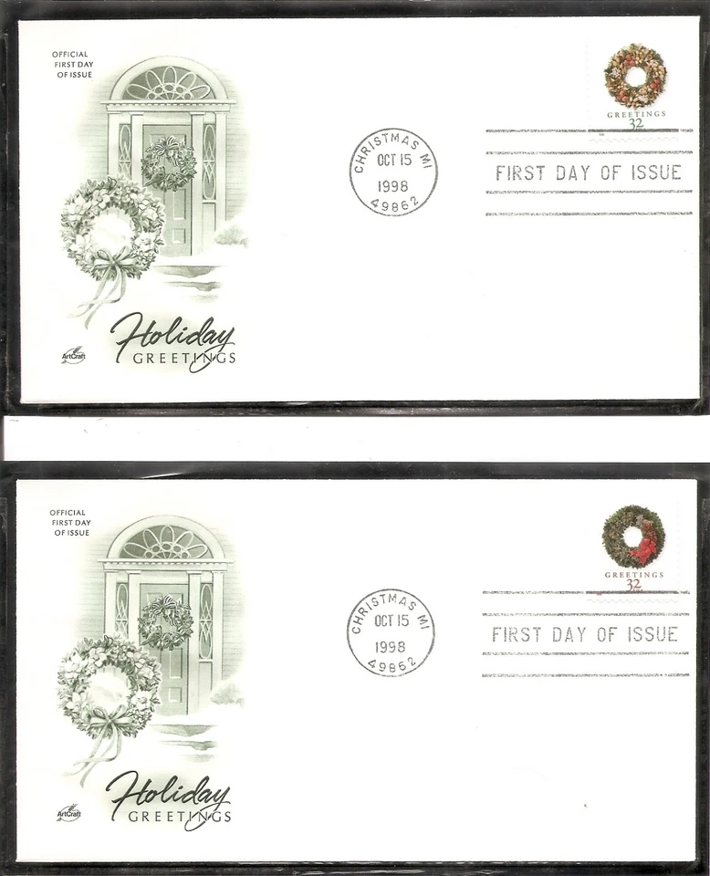 US SC # 3245-3248 Christmas Wreath FDC. Artcraft Cache - Image 2 of 2