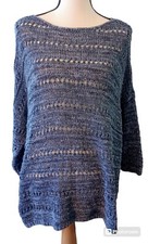 J.Jill Pure Jill Sweater Open Knit Pullover Blue Size Large
