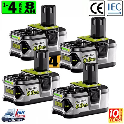 4Pack 18V For Ryobi One Plus P108 18Volt 8.0AH Lithium-ion High Capacity Battery