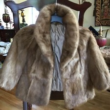 Vintage MINK Fur CAPE STOLE with POCKETS Medium Brown