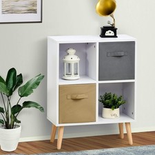 4 Cube Storage Unit Wooden Shelves Cubic Bookcase Display Shelving Drawers