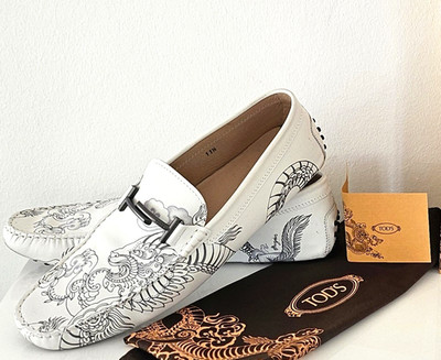 TOD'S Mokassin Loafer Tattoo Gommini 122 weiss Car Shoes Gr.45