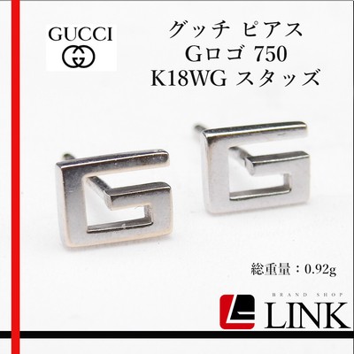 GUCCI Earrings G Logo 750 K18WG Studs Ladies Accessories White 