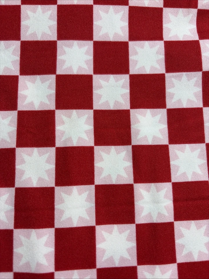 NUEVO CON ETIQUETAS OS LuLaRoe Vacaciones Rojo y Blanco Cuadros Vacaciones Leggings con Estrellas Talla 8-10 Foto 2 de 4