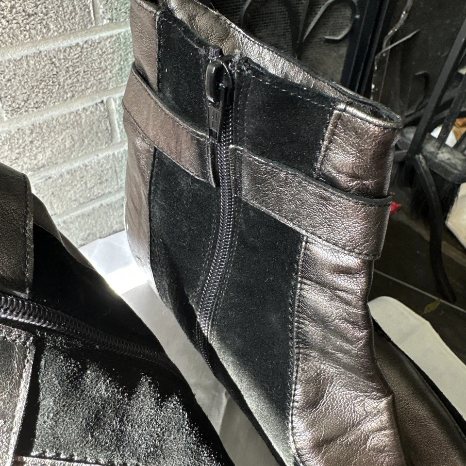 Botines Sesto Meucci y2k Vintage Cuero Negro/Plateado Puntera Cuadrada Talla 10 Foto 3 de 4