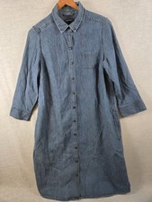 Lands End Retro Denim Jean Shirt Dress 8 Button Up Boho Western Prairie Boho