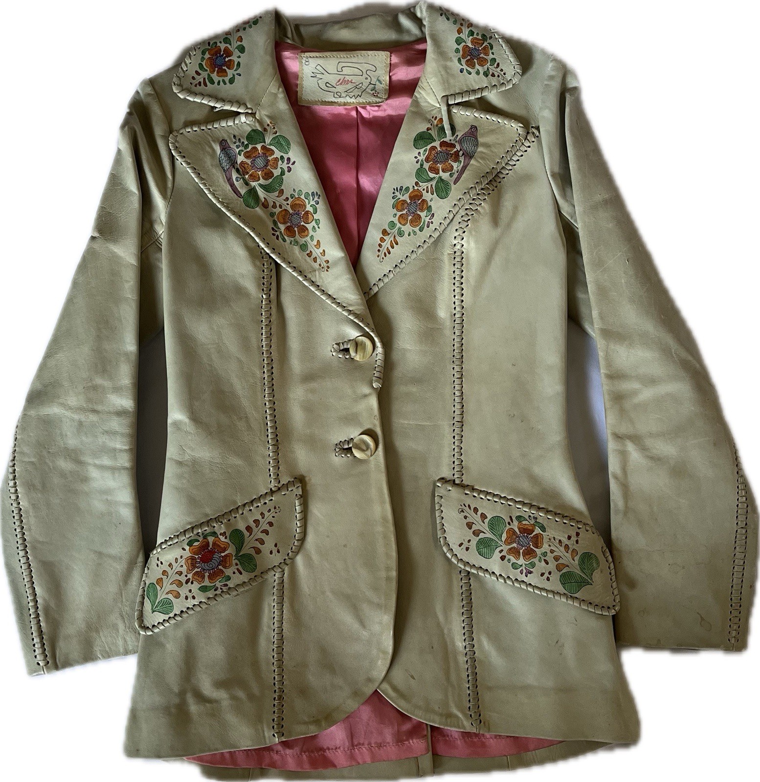 Vintage 1970s Char Southwest Hand-Painted Denim Jacket